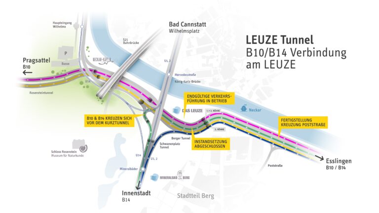 B10/B14: Neue Spuren und Rampen am Leuzeknoten gehen in Betrieb